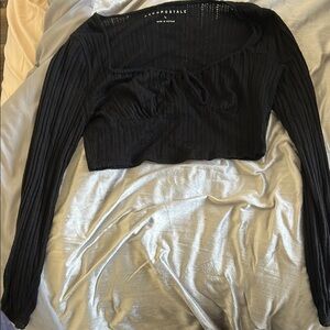 Black Long Sleeve Crop Top